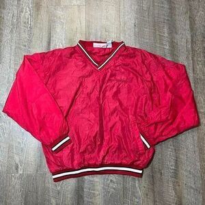 Vintage Spalding Red Nylon Pullover‎ Sweatshirt Mens Size Large